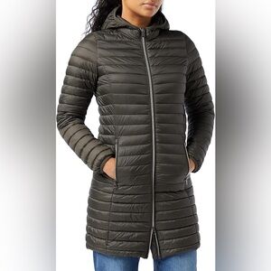 Joules Dark Green Quilted Hooded Packable Rain Puffer Coat 10 EUC